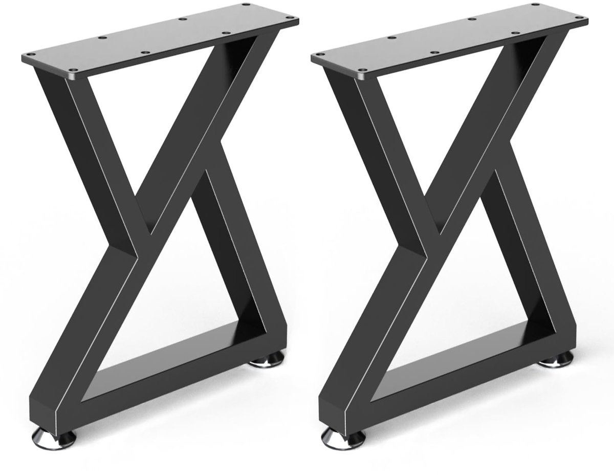 Omgoods - Set van 2 Zwarte Metalen Tafelpoten voor DIY Meubels