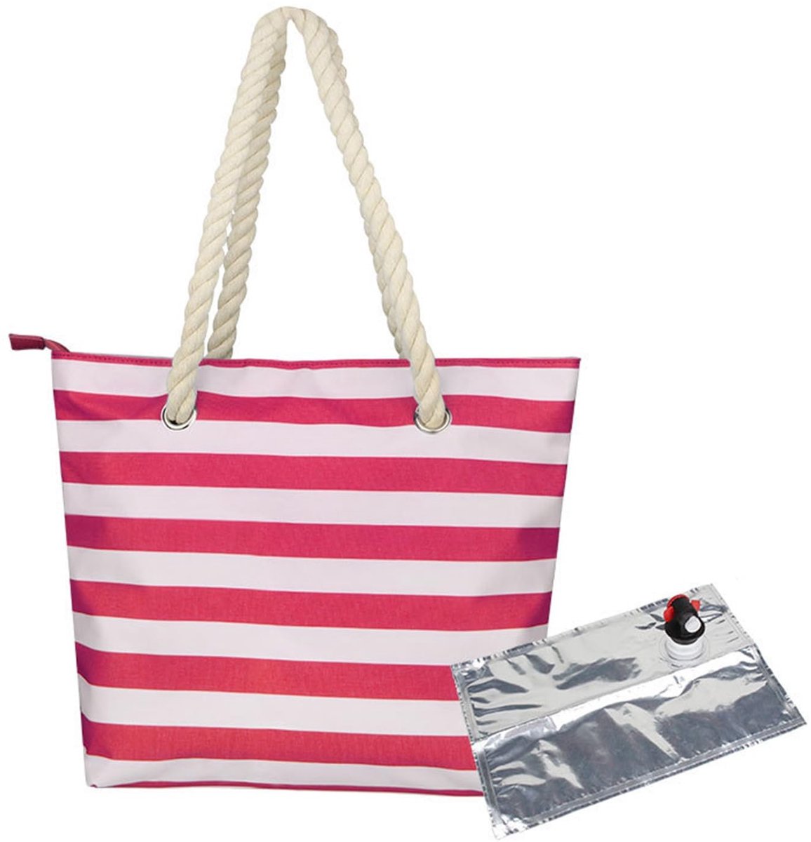 Omgoods- Wijnboodschappentas Geïsoleerd - Picknicktas met Drinktuit - Lekvrije Tas - Koelvak tot 1,5 Liter - Ideaal voor Strand/Camping