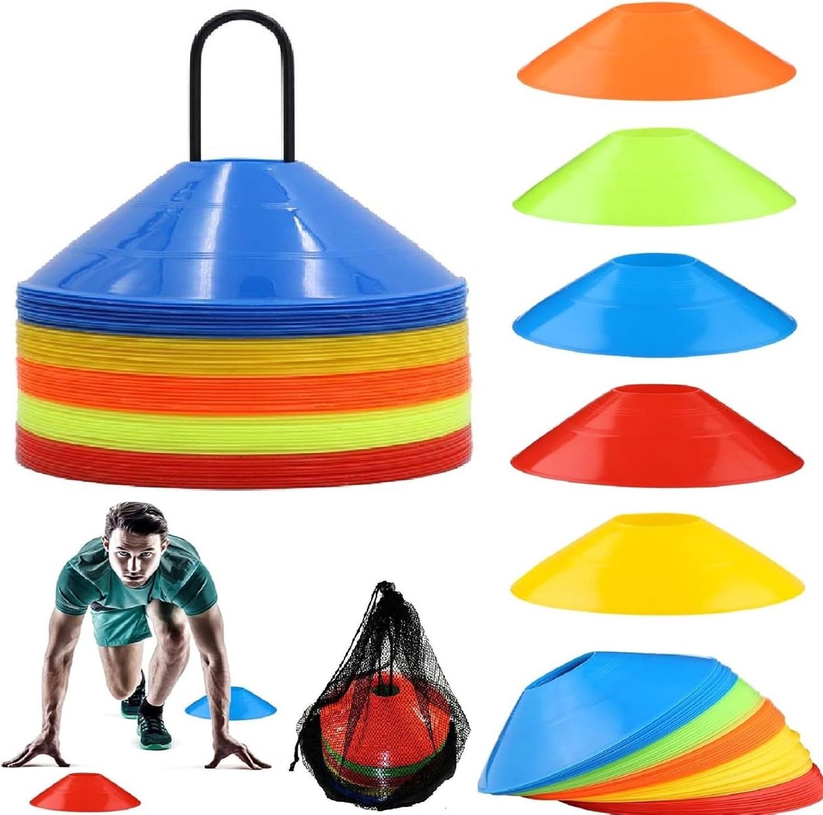 Training Cones voor Voetbaltraining, Mini Marker Cones voor Wedstrijden en Oefeningen, Ideaal voor Sport en Spel