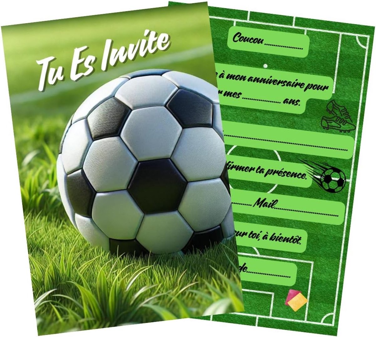 Uitnodigingen verjaardag kinderen - 10 stuks - papier van hoge kwaliteit - kleurrijke voetbalprint - perfect voor feest - ShopVlot