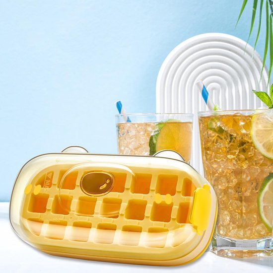 IJsklontjes Maker - Fles met Bakje - Drankjes Koelen - Modulaire Innovatie - Maat M - Geel — afbeelding 3