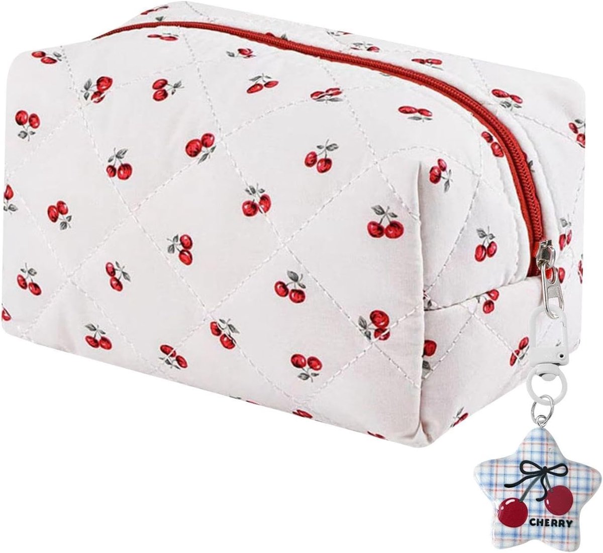 SnelShoppen - Schattige en Decoratieve Make-up Tas voor Ophangen, 1 Ster, Draagbare Opslagtas, Grote Capaciteit, Reisaccessoires, Zwart/Bruin, Modern,