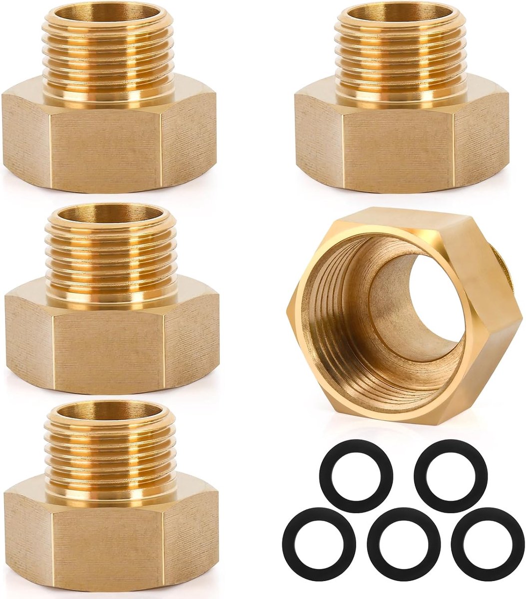 SnelShoppen - 5 stuks reducer 3/4 naar 1/2, AG/IG reducer verlenging | Verbindingsstuk G1/2" buiten (Ø20,3mm) X G3/4" binnen (Ø24mm) voor leidingverbi