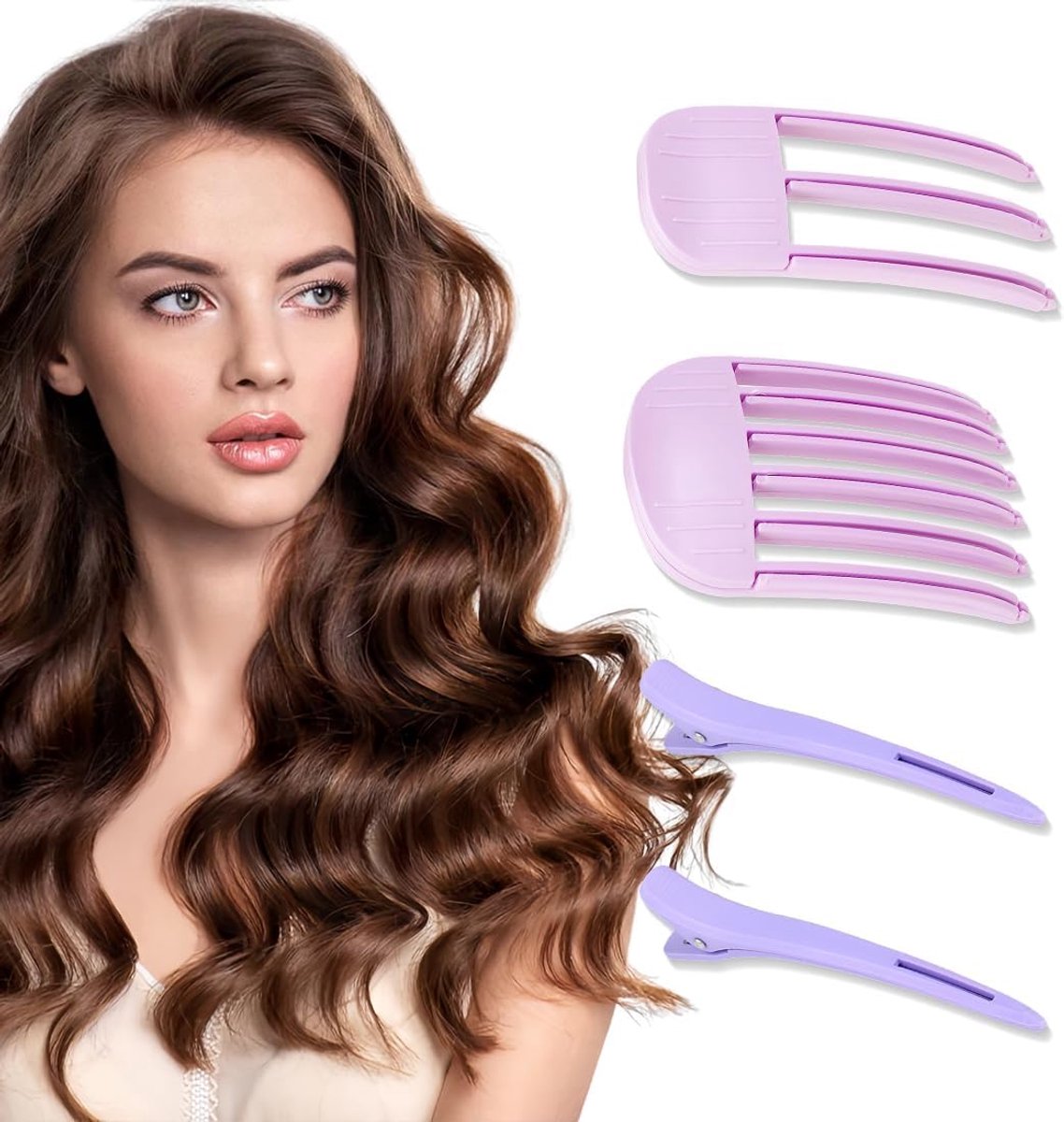 SnelShoppen - 2 Pcs Volume Clips voor Fluffy Bangs, Haar Clips voor Volumineuze Bangs, Haarwortel Lifting Clips voor Mannen en Vrouwen, Paarse Haaracc