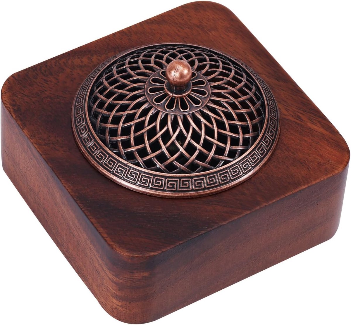 SnelShoppen - Handmade Houten Wierookbrander van Acaciahout met Deksel, Kussen en Wierookcone voor Aromatherapie, Meditatie, Yoga en Thuisdecoratie