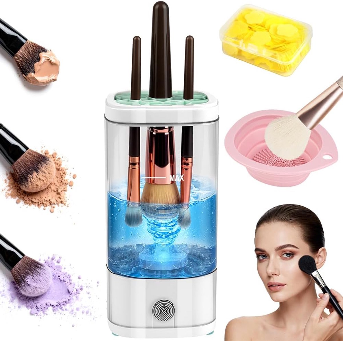 Make-up kwastenreiniger - automatisch - krachtige rotatie - snel en effectief reinigen - ShopVlot