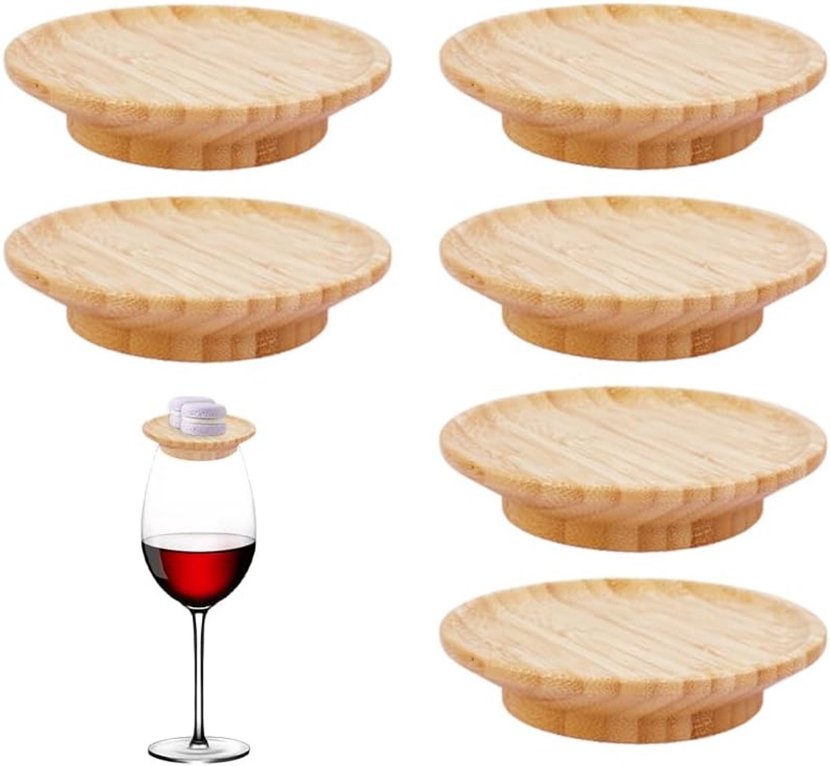 6 Pieces Wine Glass Toppers, Sausage Attachment in Wine Glass, Sausage Board in Wine Glass, Wine Glass Sausage Topper - ShopVlot