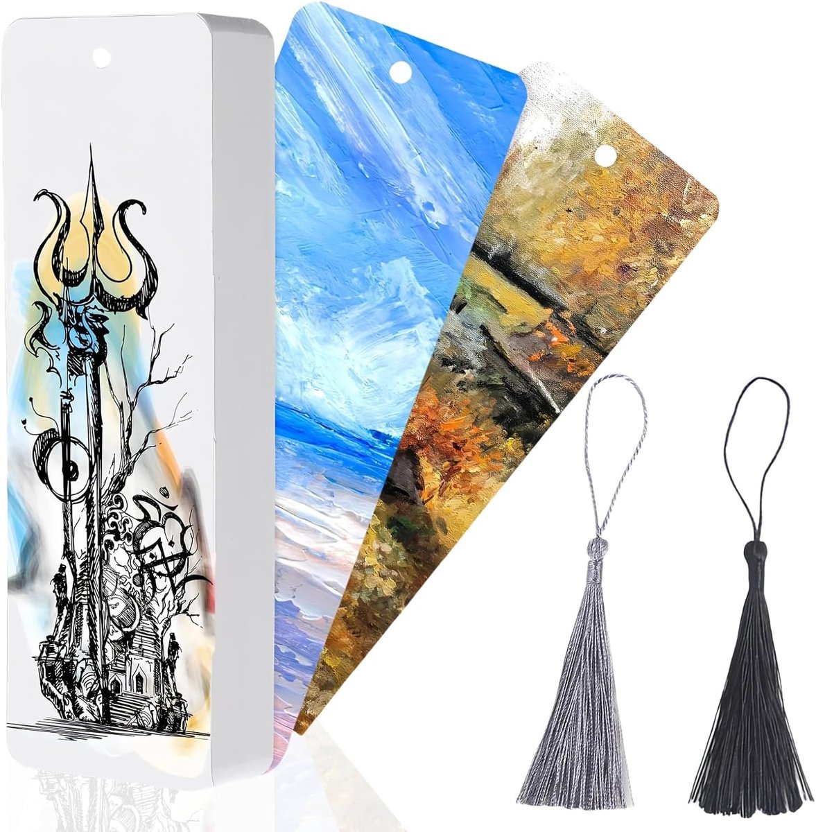 SnelShoppen - Watercolor Paper 300 g - 50 Bladen Waterverf Bloc - 50 Stuks Tassels - Waterverf Papier Boekenleggers met Gat voor Waterverf Schilderen