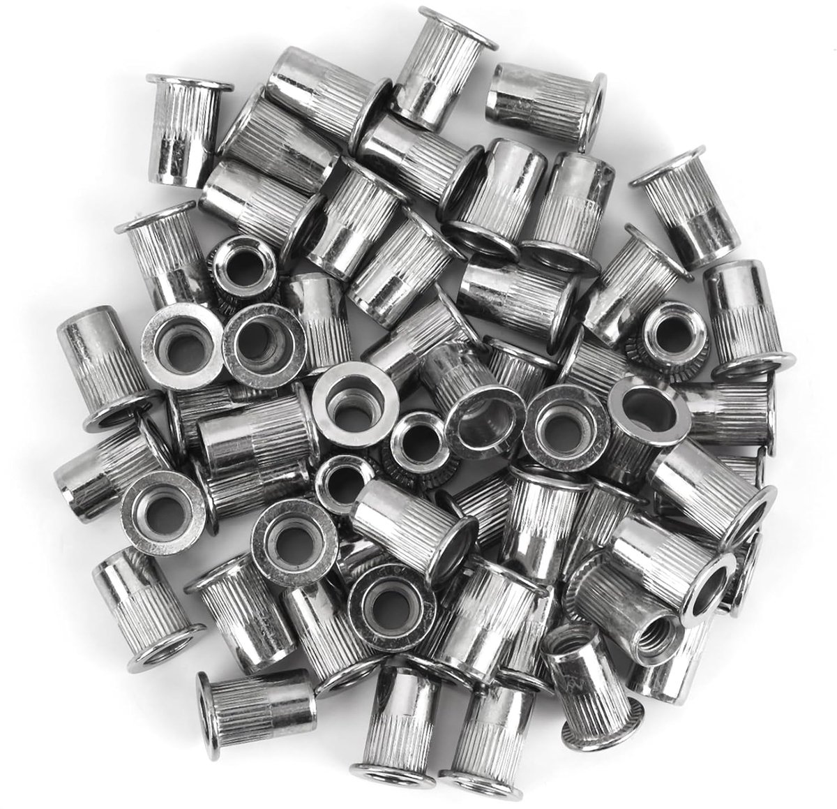 SnelShoppen - 60 Stuks M6 RVS Rivet Nuts, Plat Hoofd Draadmoeren, Roestbestendig, Eenvoudige Installatie, Ideaal voor Diverse Materialen, Diepe Draad