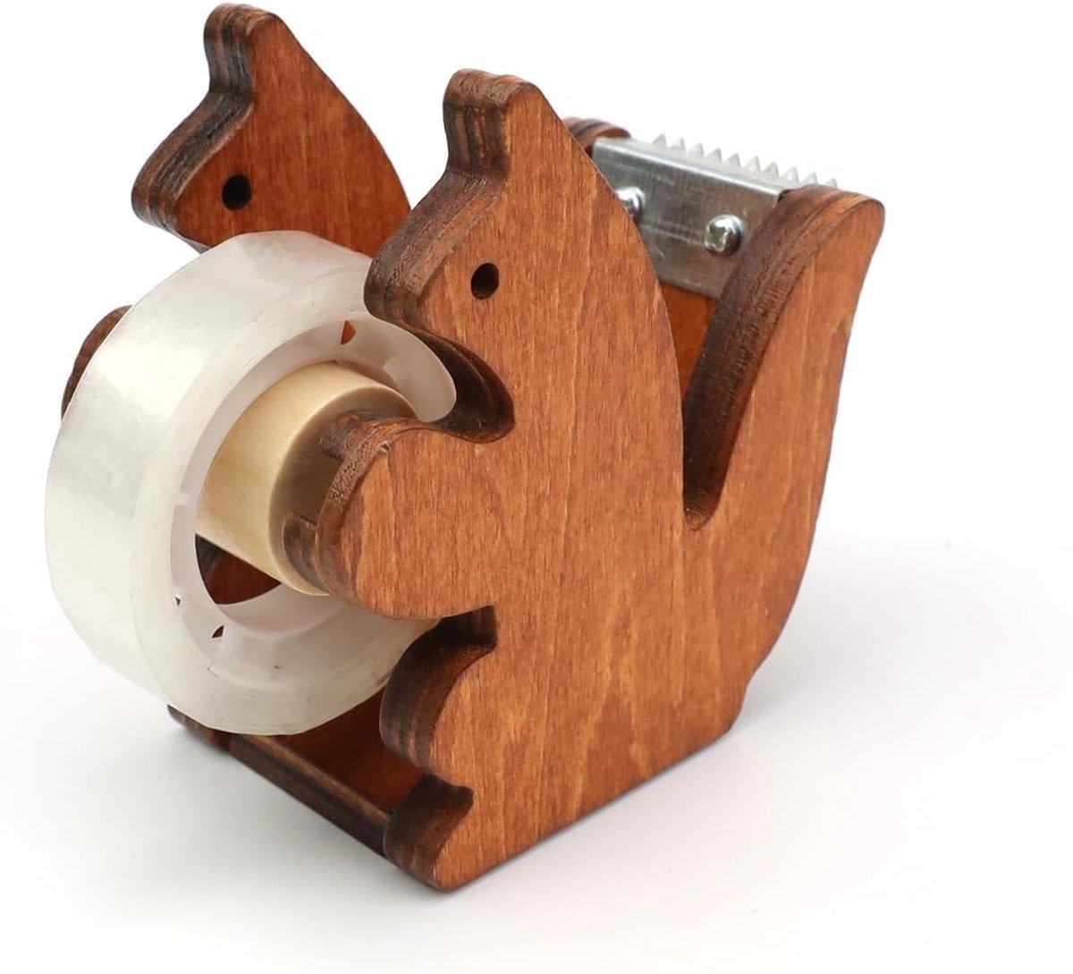 Plakbanddispenser eekhoornvorm - houten afroller - met transparant plakband - ideaal voor creatief knutselen - ShopVlot