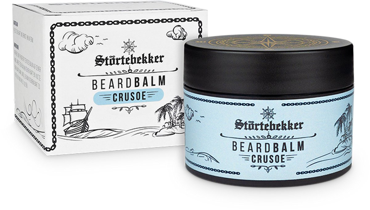 Störtebekker® Premium Baardbalsem Crusoe (zoetig-herbe geur) - Verzorgt de Baard en Brengt in Vorm - 50ml Potje 100% Composteerbaar - Baardwax Heren - Made in Germany