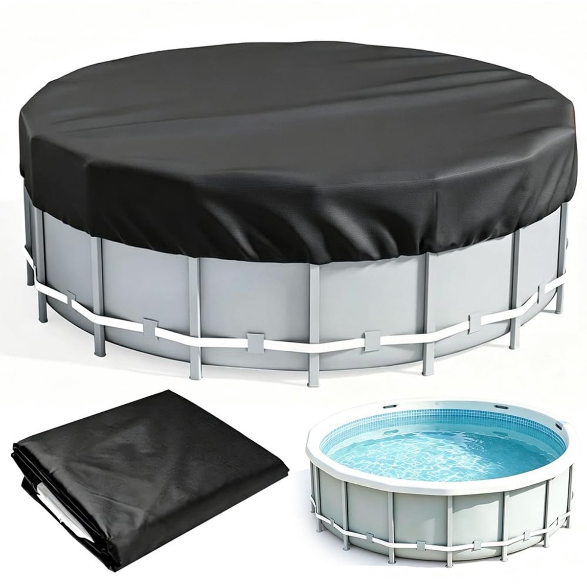 Omgoods - Ronde Pool Cover 305 cm met Koord en Bodemspijkers