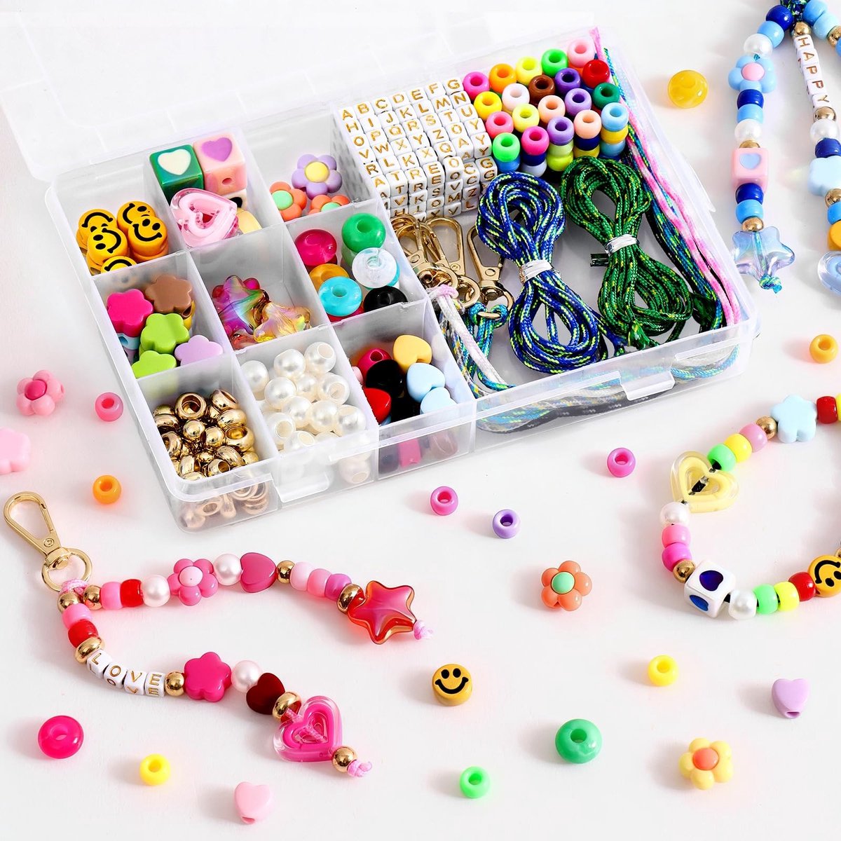 Omgoods - DIY Sleutelhanger Maakset met Kleurige Kralen en Lettertjes