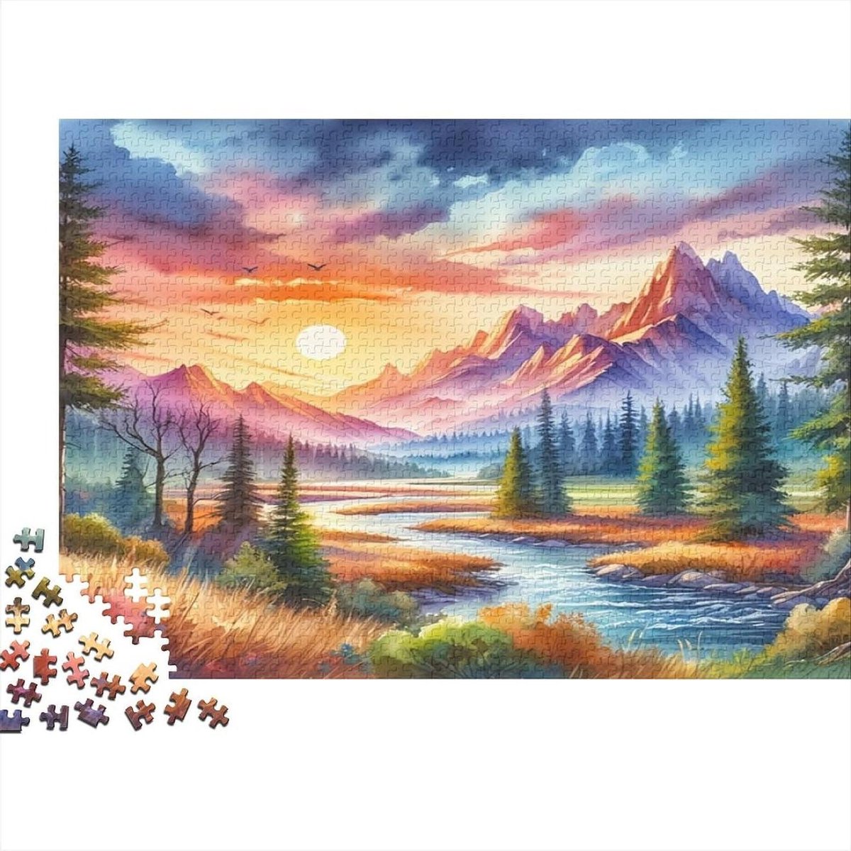 Landschap Puzzel - Berg Puzzel - Ontspanning Thuis - Gerecycled Materiaal - 38 x 26 cm - Niet gespecificeerd