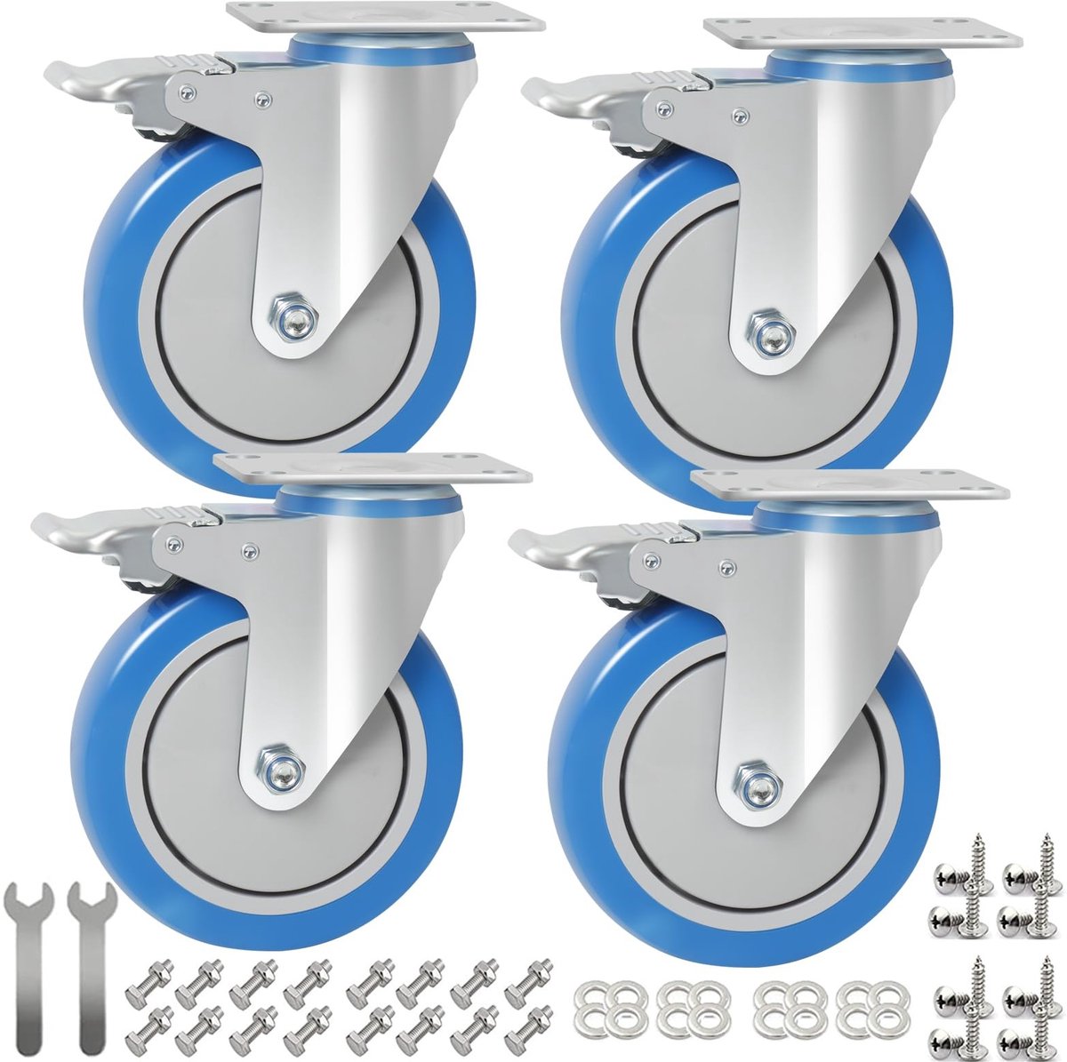 Omgoods - Zware 100 mm Meubelwielen met Rem, 4 stuks