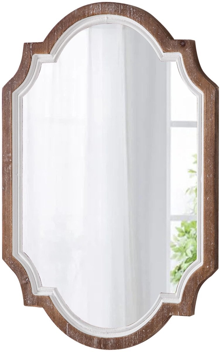 Omgoods - Ovaal Spiegel met Houten Frame 40 x 60 cm