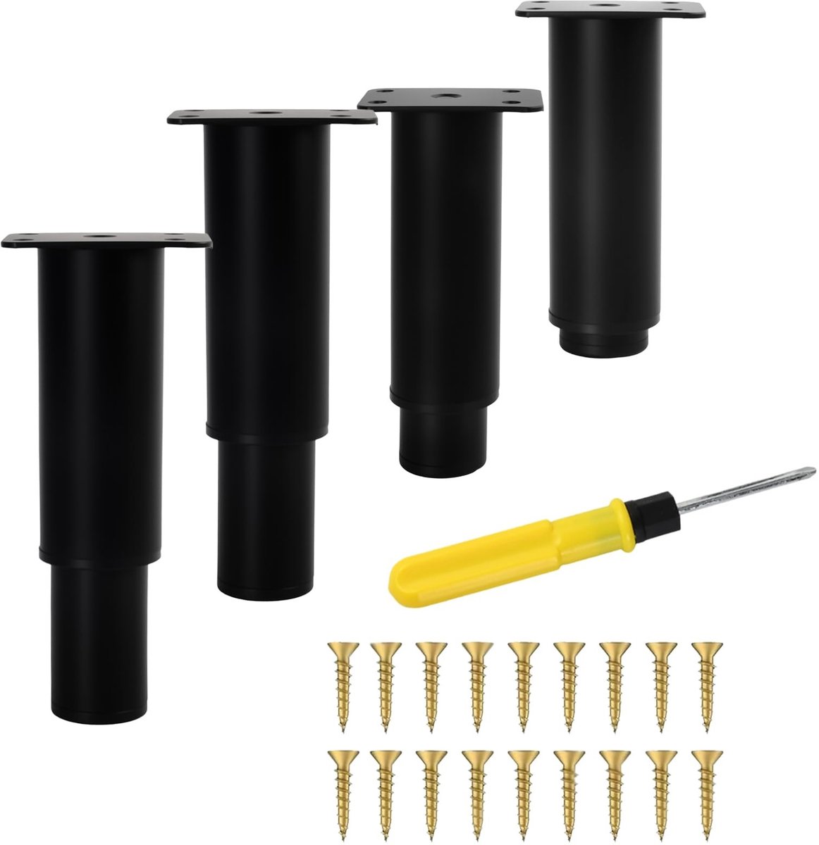 Omgoods - Set van 4 Verstelbare Meubelpoten 12-22 cm Zwart