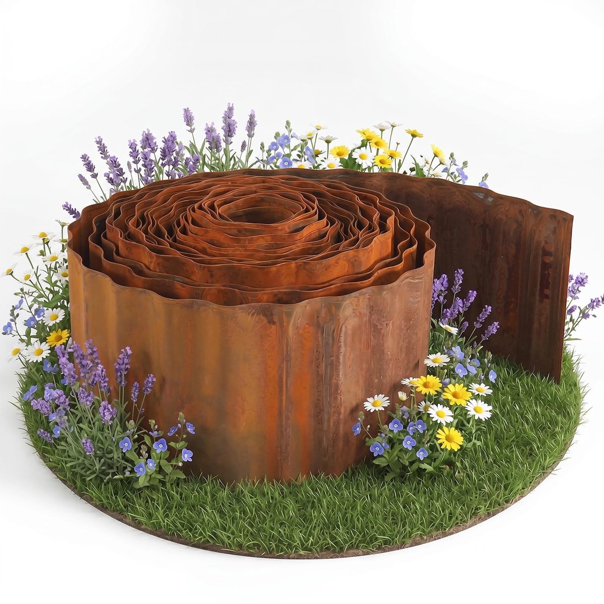 Omgoods - Flexibele Tuinrand van Verzinkt Staal 12 m x 15 cm