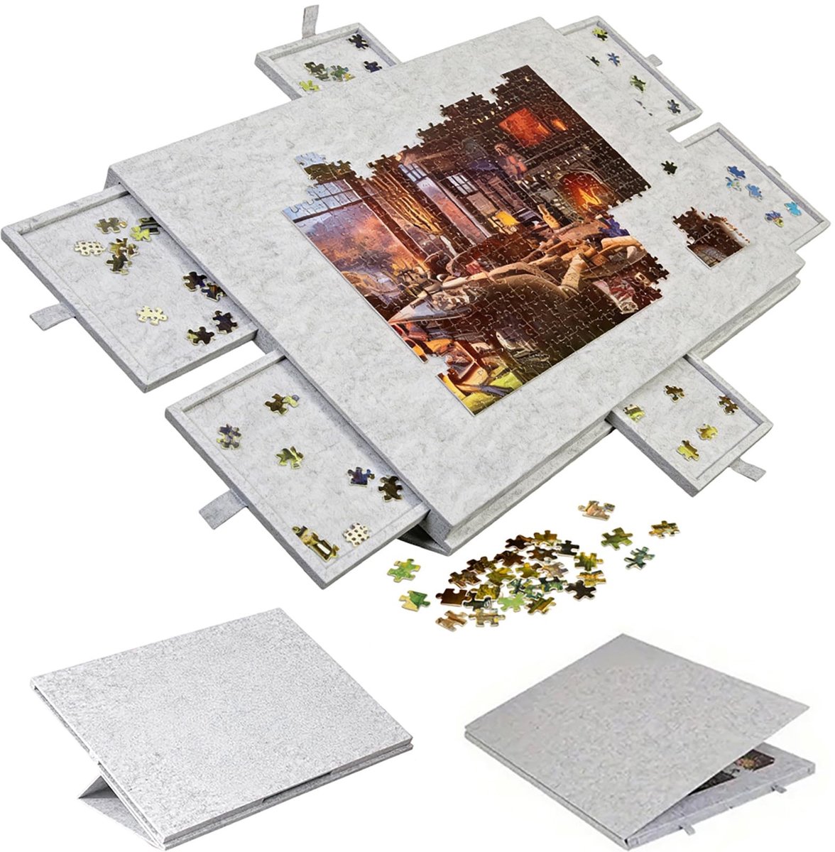 Omgoods - Lichtgewicht Puzzeltafel met 6 Laden voor 1000 Stukken