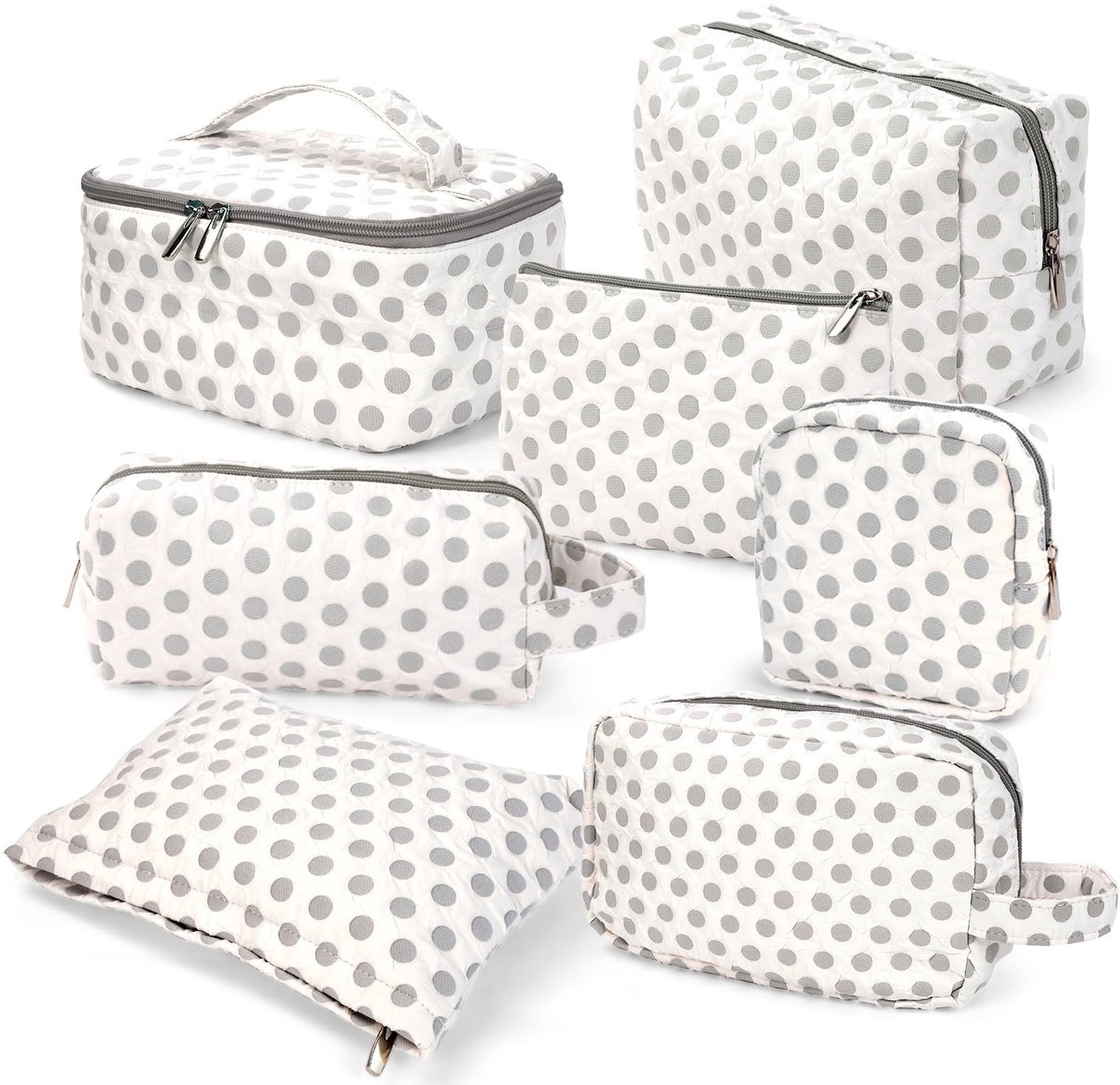 Omgoods - 7-delige toilettas voor dames - Make-up organizer en reistas in grijs