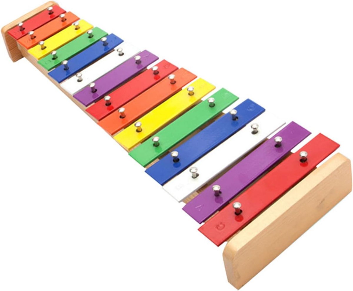 Kleurrijke Xylofoon - Handkloppiano Kinderen - Muziek Leren - 15 Metalen Staven - 40 x 14 x 5 cm - Regenboog
