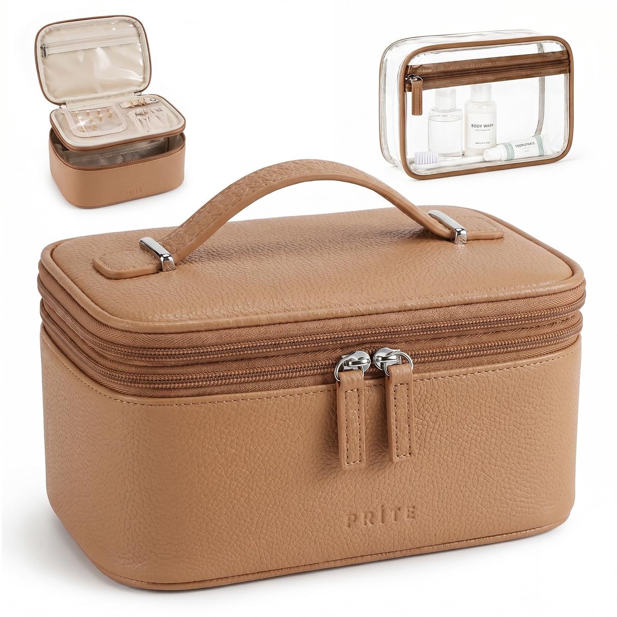 Omgoods - Dubbellaagse Make-up Tas met Opbergruimte voor Sieraden