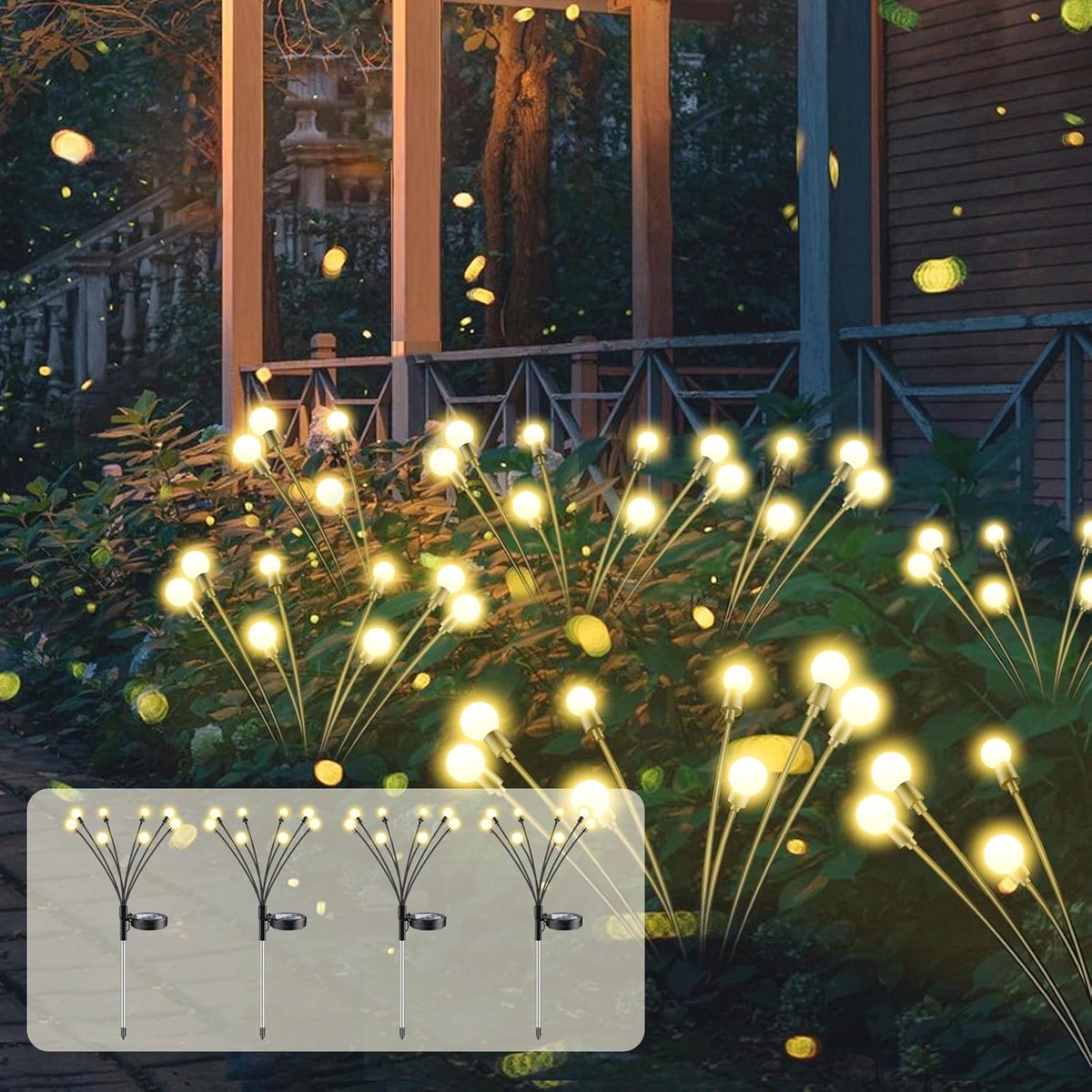 SnelShoppen - 4 Pack Buiten Solar Lichten 32 LED Tuinverlichting IP65 Waterdicht voor Gazon, Tuin, Patio, Pad en Landschap, Tuin Decoratie, Cadeau