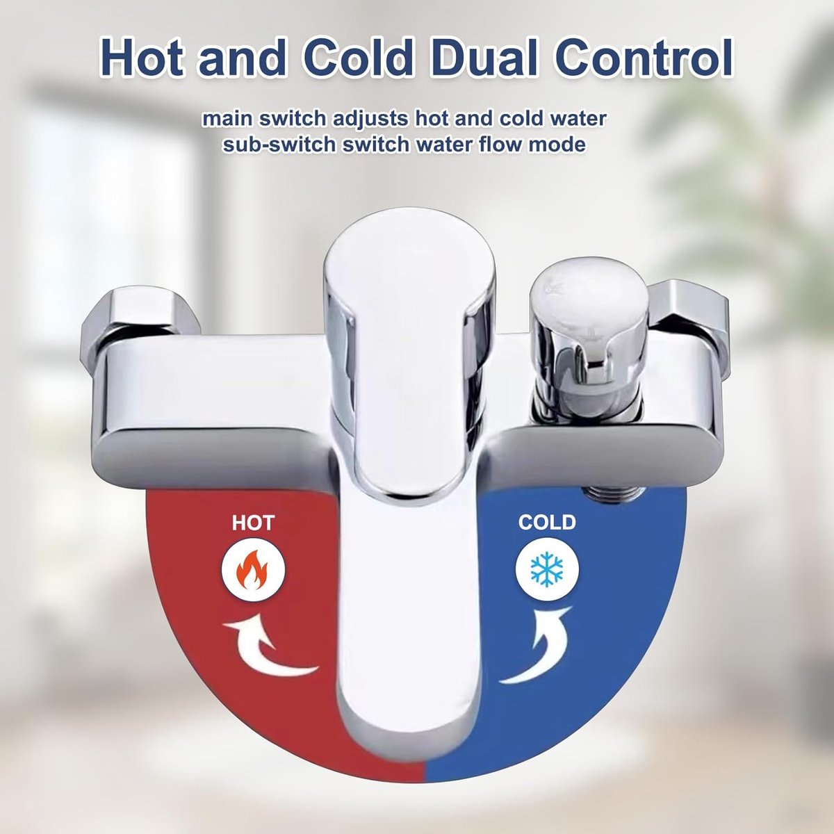 Bath Shower Mixer Wall Mounted Single Handle Cold and Hot Water Mixer Tap, Solid Brass, Chrome Finished, for Baths and - ShopVlot