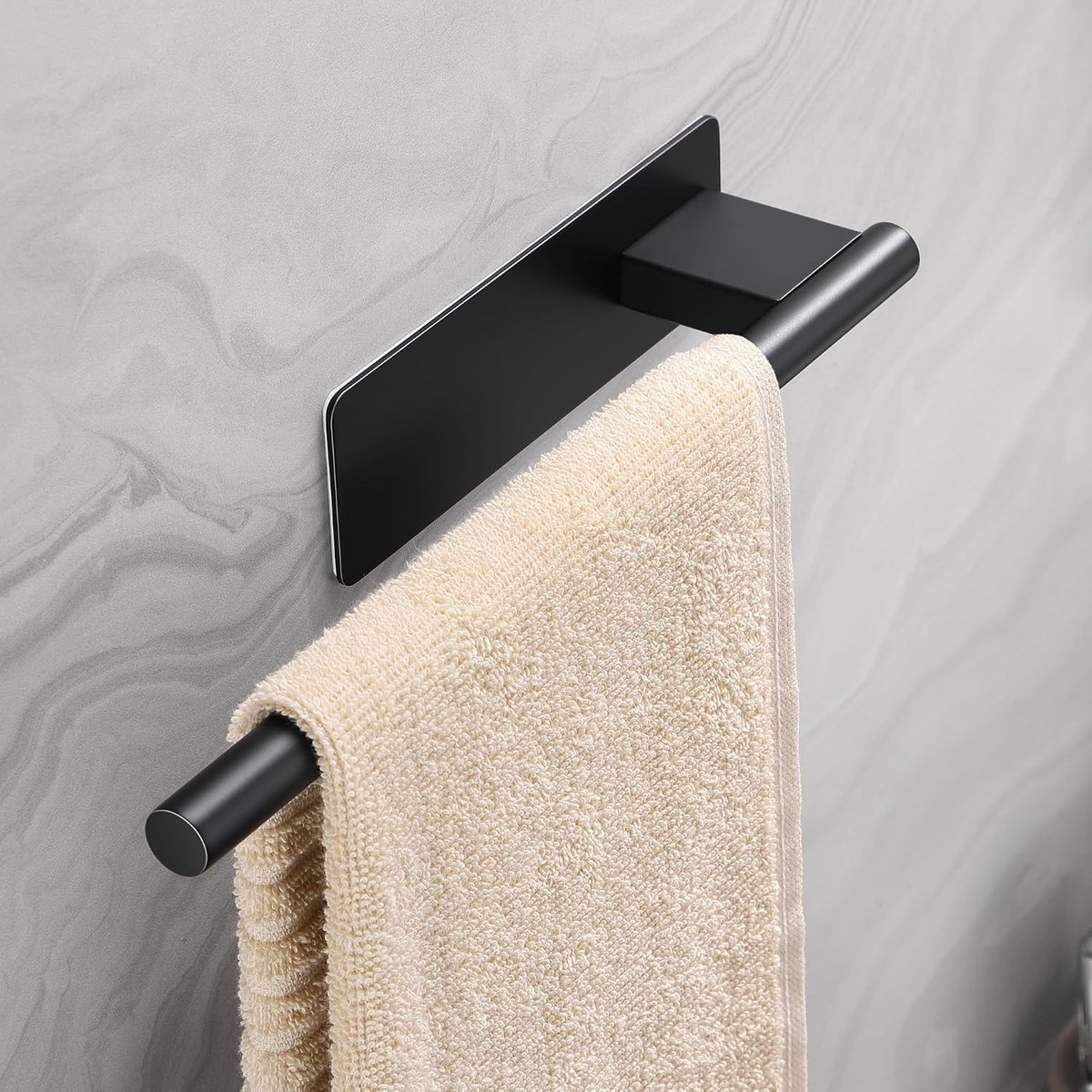 SnelShoppen - Towel Holder Zonder Boren Zelfklevend Zwart Matt 304 RVS Badkamer Keuken Handdoekenhouder Wandgemonteerd 28cm