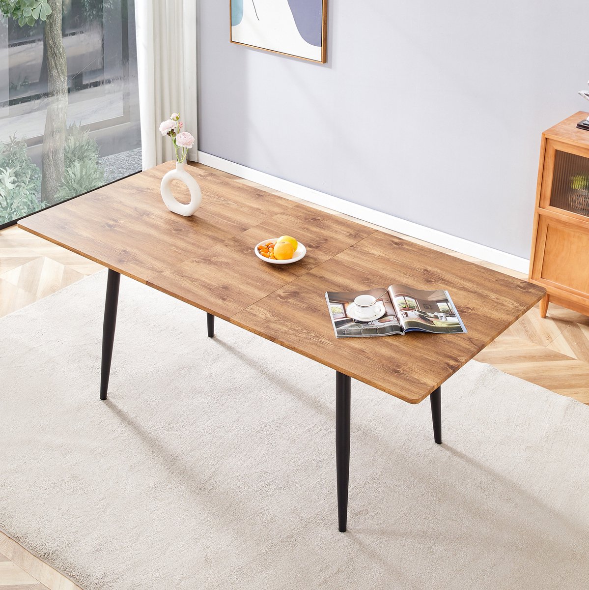 STILVORA Eettafel - Rechthoekig Met Houtlook En Metalen Poten - Industrieel Voor Eetkamer Of Kantoor - MDF - 190,5x80x76,2 Cm