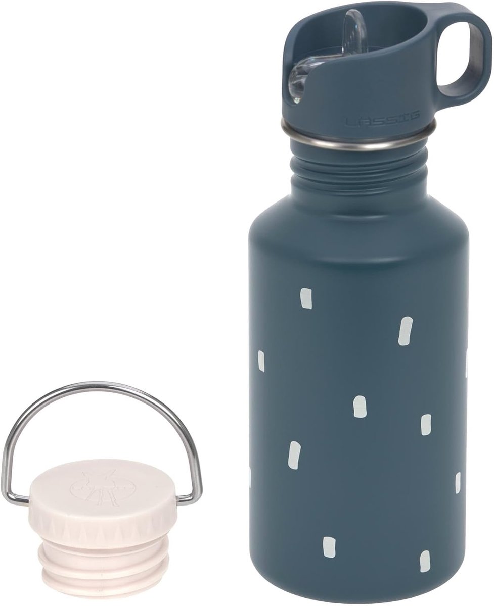 Thijox - Drinkfles voor Kinderen 500 ml van Roestvrij Staal, BPA-vrij, Lekvrij, Sportsluiting, Happy Prints Midnight Blue, Perfect voor Kleuterschool,