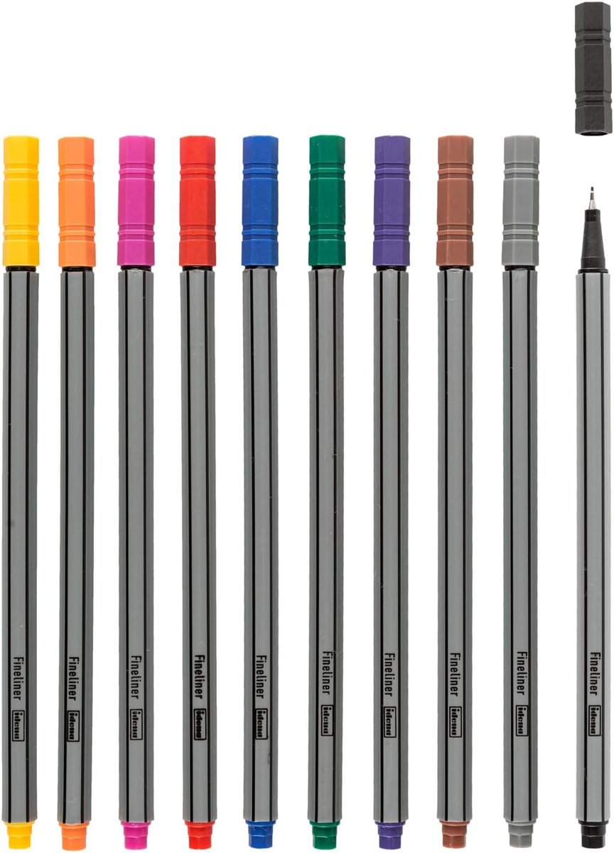 Thijox - Fineliner Set 10 Kleuren 0,4 mm Lijndikte in Etui - Perfect voor Schrijven, Tekenen en Onderstrepen - Ideaal voor Kantoor, School en Creatief
