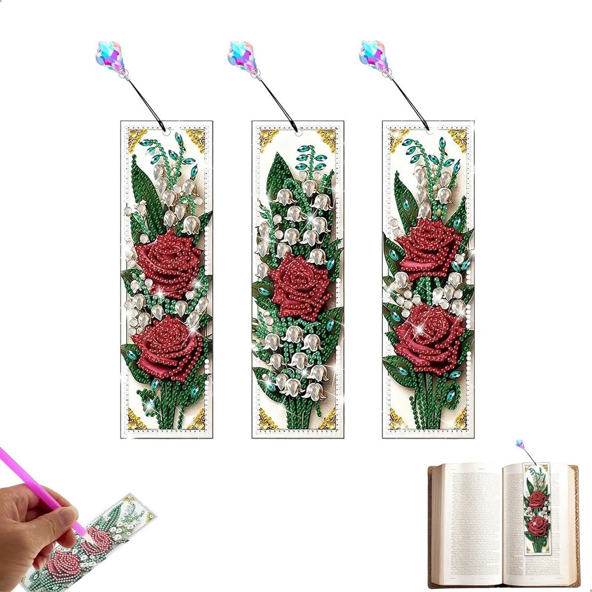 SnelShoppen - Gepersonaliseerde Boekenleggers voor Diamond Painting, Handgemaakte Boekenleggers, Creatieve Leeshulpmiddelen voor Meisjes, DIY Boeken G
