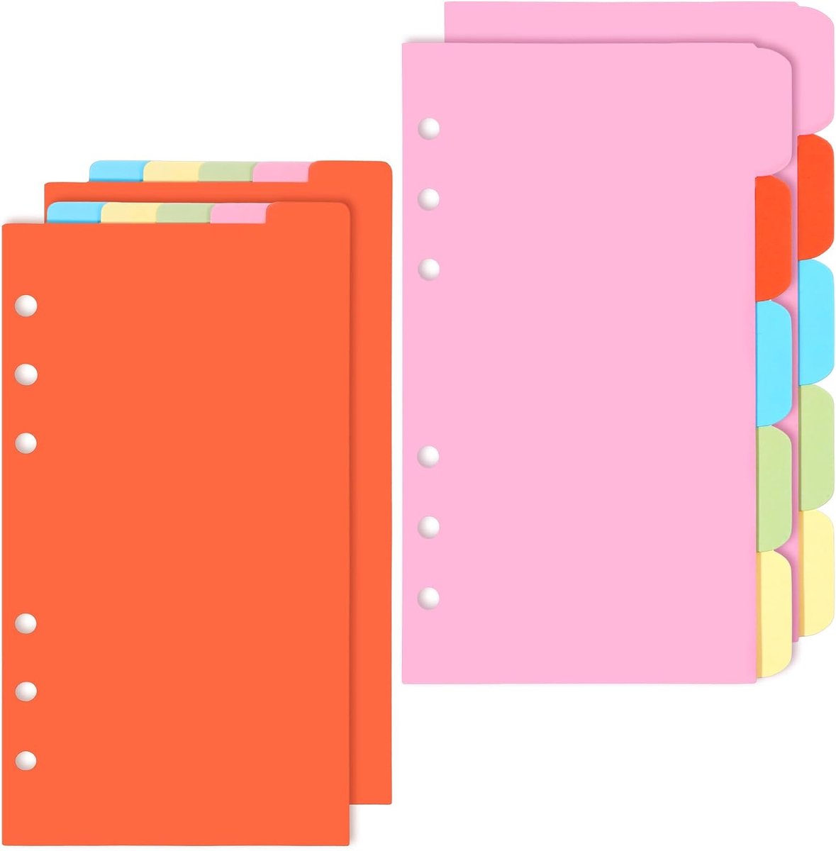 Thijox - 20 Vellen A6 Scheidingsbladen Set voor 6-Ring Mappen - Kleurrijke Indexverdeler voor Planner en Notitieboek - Creatieve Organisatie met 4 Set