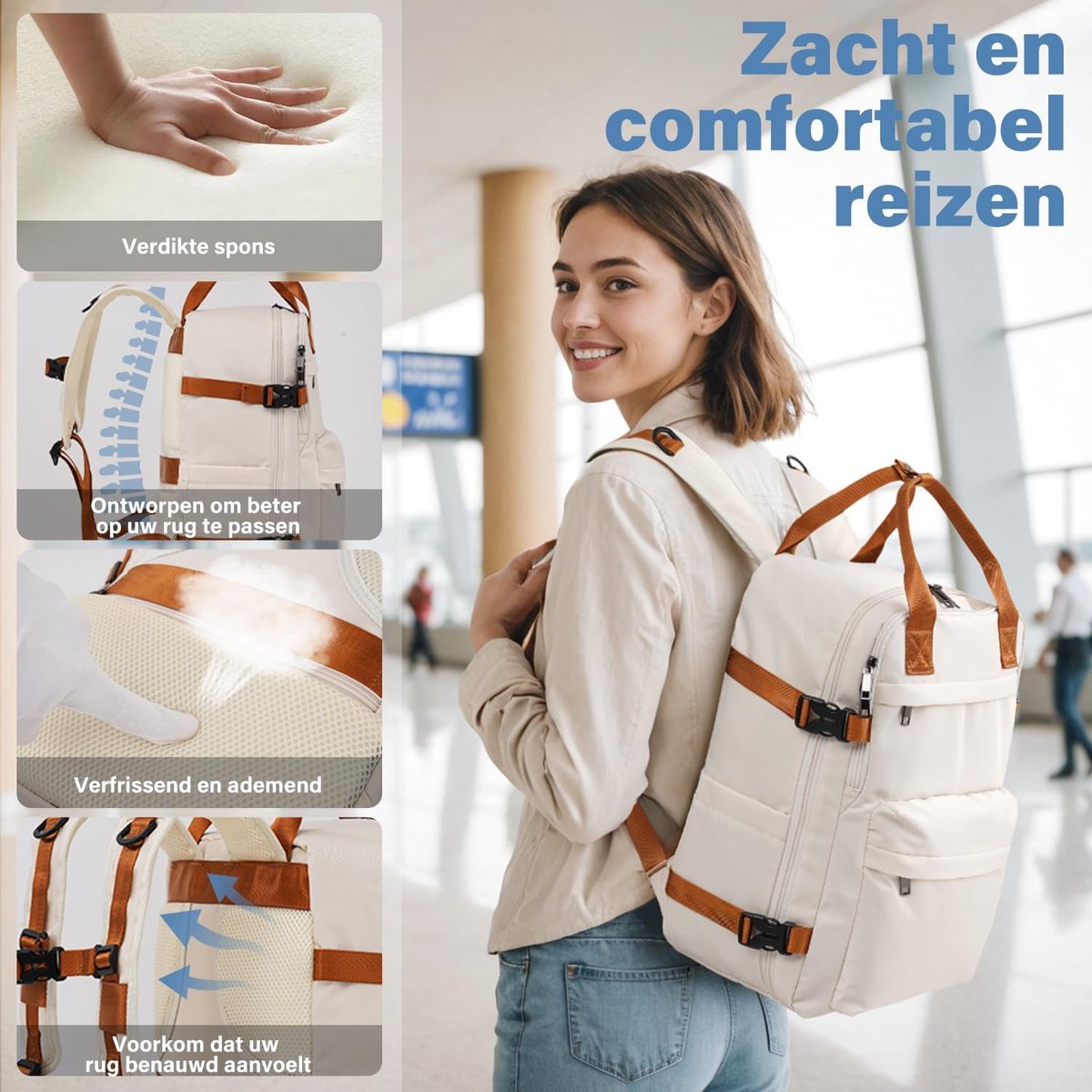 Thijox - Ryanair Cabin Bag 40x20x25 cm Onderstoel Tas - Handbagage Rugzak met Laptopvak - Waterdichte Weekendtas voor Mannen en Vrouwen - Ideaal voor