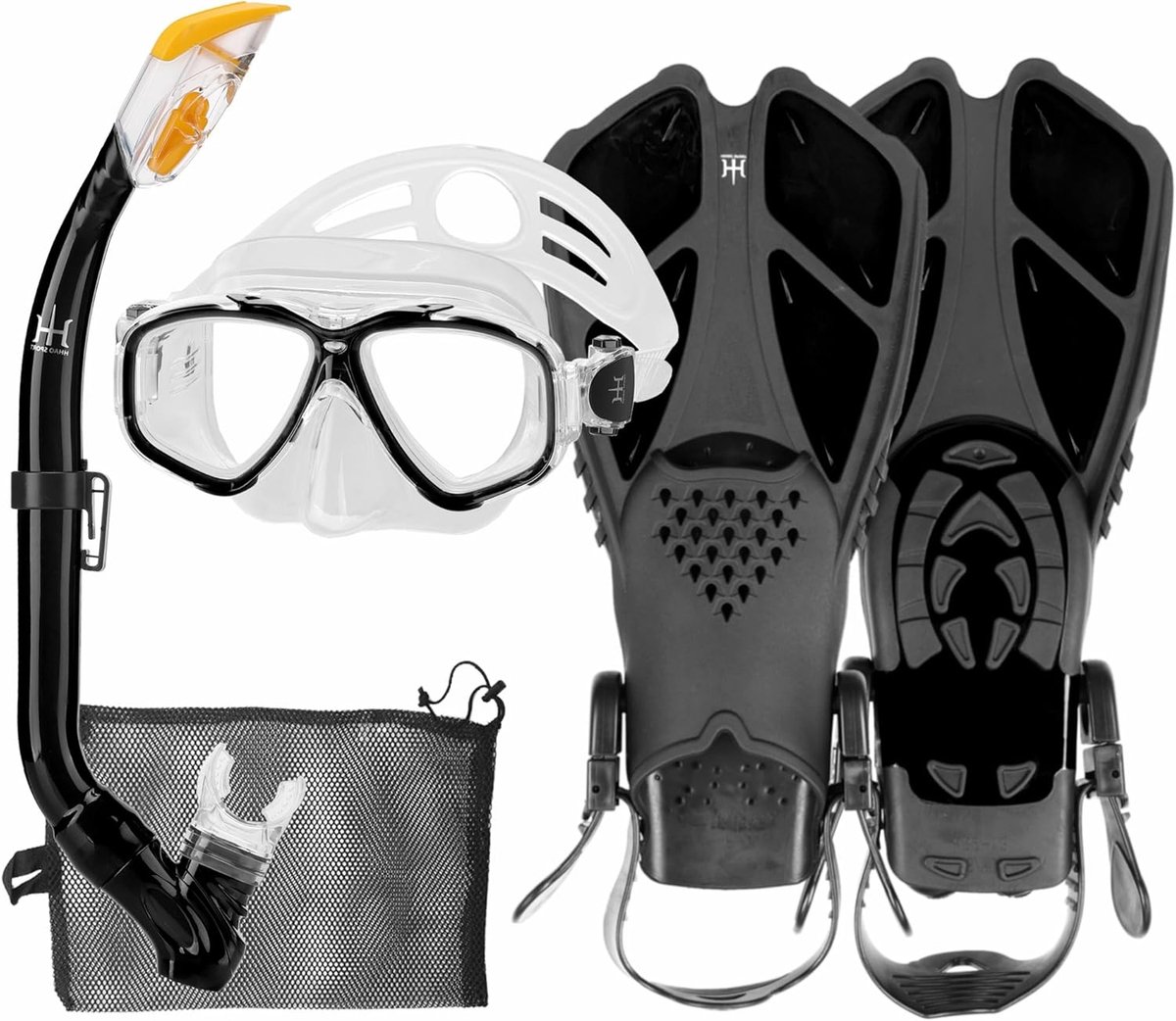 Thijox - Snorkelset voor Kinderen met 180° Panorama Duikbril, Verstelbare Zwemvliezen, Hoogwaardig Duikmasker en Dry Top Snorkel - Anti-lek Snorkelset