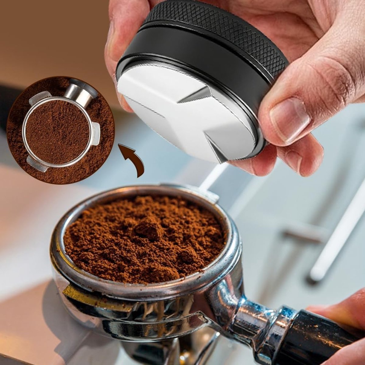 Koffiedistributeur 58mm, espresso leveler en compensatietool voor gelijkmatige koffie, barista accessoires voor perfecte extractie