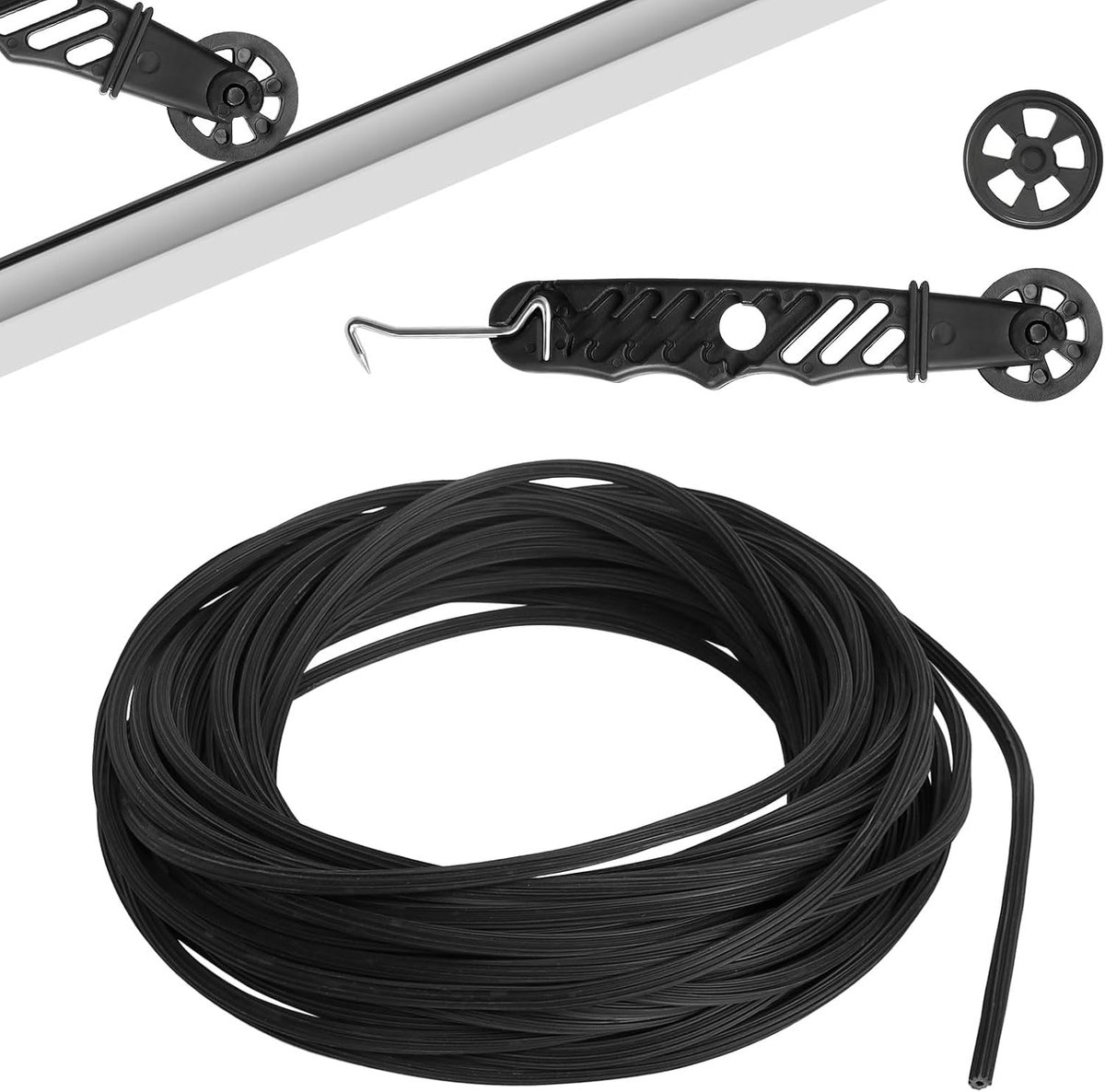 Thijox - 15 Meter Rubberen Keder Snoer Ø 5mm - Zwart Kederband met Kederrol voor Vliegengaas, Muggengaas en Insectenbescherming - Hoogwaardig Rubber v