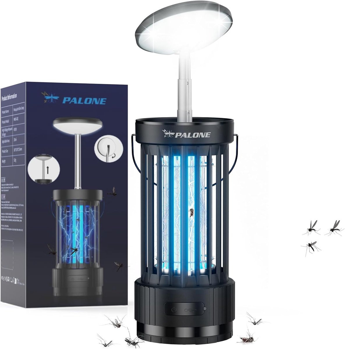 Thijox - USB Oplaadbare Insectenverdelger 4000mAh met Verstelbare UV- en LED-Verlichting - Draagbare Vliegenval voor Binnen en Buiten, Camping, Vissen