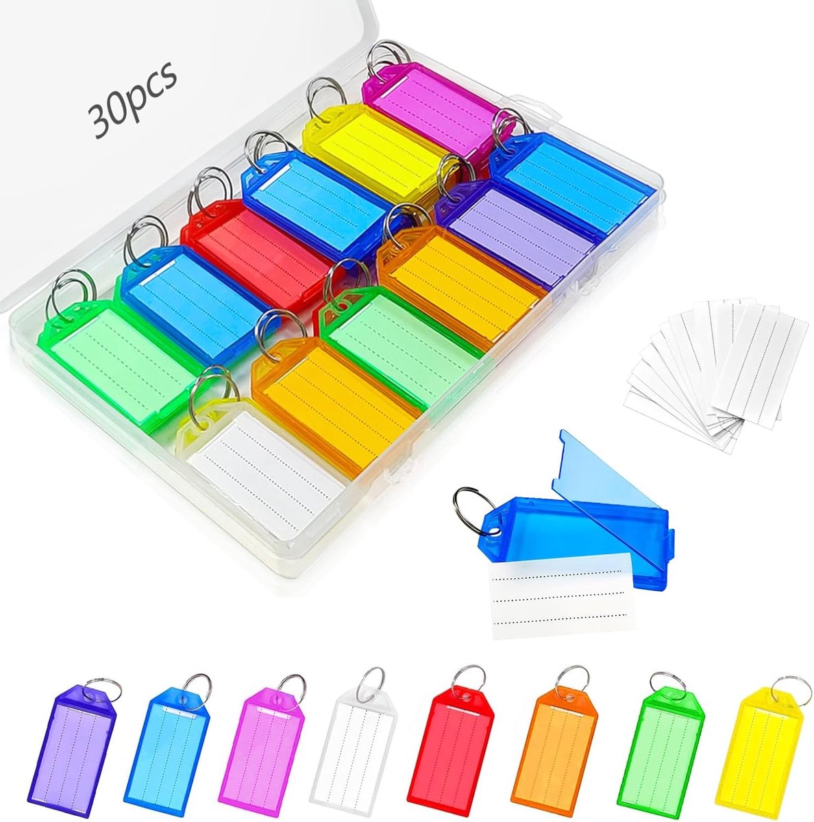 Thijox - 30 Stuks Sleutelhangers voor Labelen, Markeren en Onderscheiden - Multifunctionele Key Tags - Perfect voor Persoonlijke Voorwerpen, Camping,