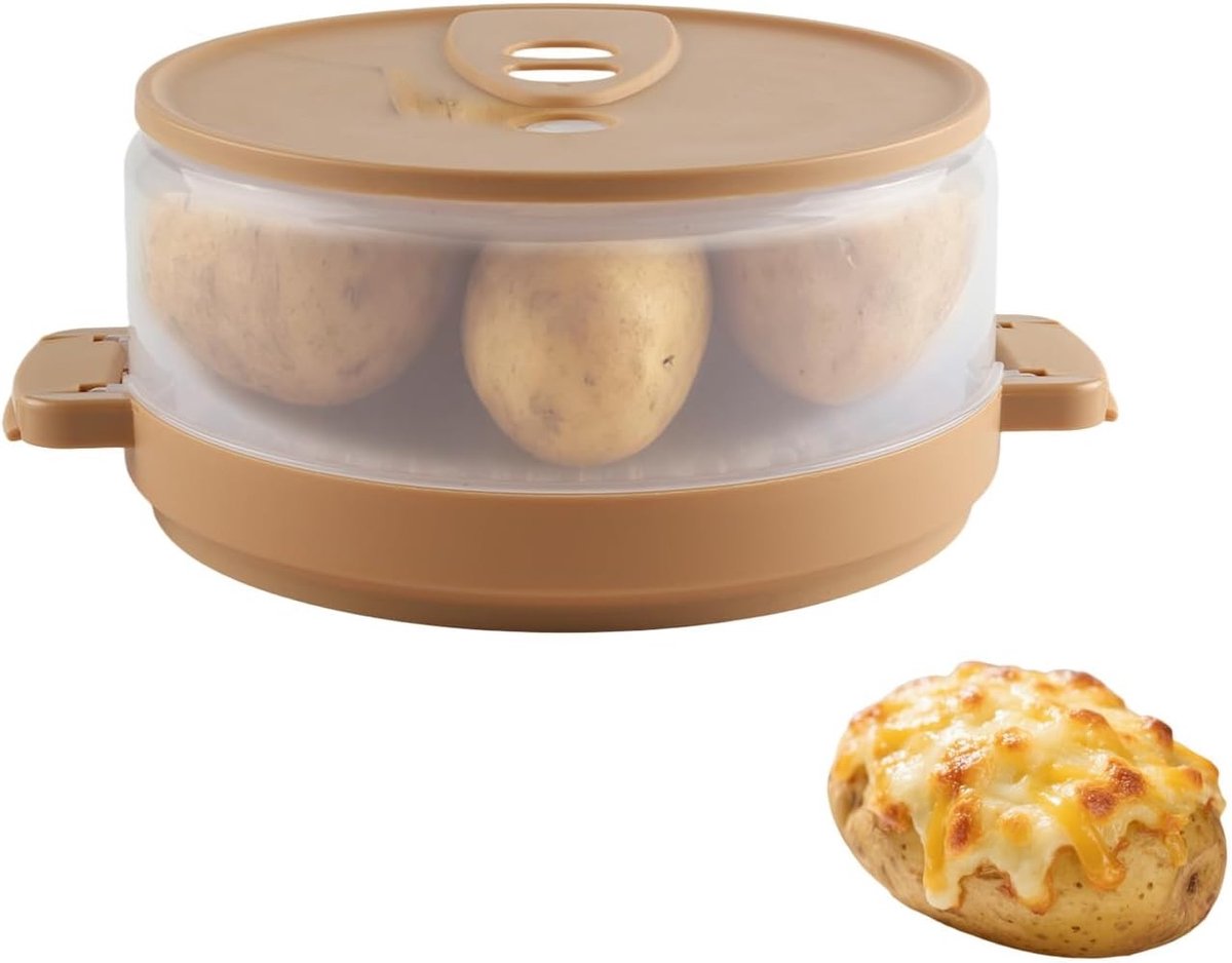 Stoomkoker voor de magnetron - BPA-vrije aardappelstomer voor gelijkmatig koken van ovenaardappelen - vaatwasmachinebestendig en eenvoudig in gebruik