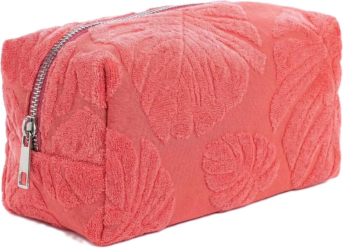 Thijox - Cosmetische Tas Dames, Tropische Toilettas met Grote Bladeren, Zachte Make-Uptas, Reisorganizer voor Vakantie, Beautycase voor Handbagage, Ap