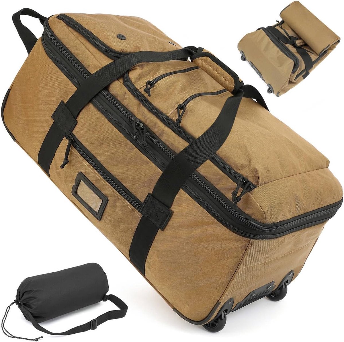 Thijox - Grote Opvouwbare Reistas met Wielen 76cm - Uitbreidbare Reistas Bruin voor Vakantie, Kamperen en Outdoor Avonturen (85-100L)
