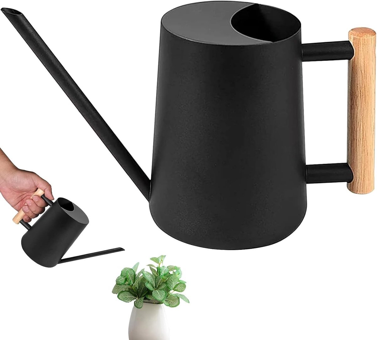 Mini Gieter van RVS voor Binnenplanten - 1L Waterkan met Lange Tuit voor Bloemen, Kruiden en Bonsai