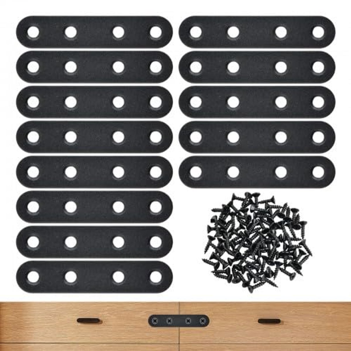 20 stuks platte houders van roestvrij staal, platte metalen connectoren, houten verbindingsplaten, met schroeven, voor meubelreparatie, metaal- en houtverbinding (set C)