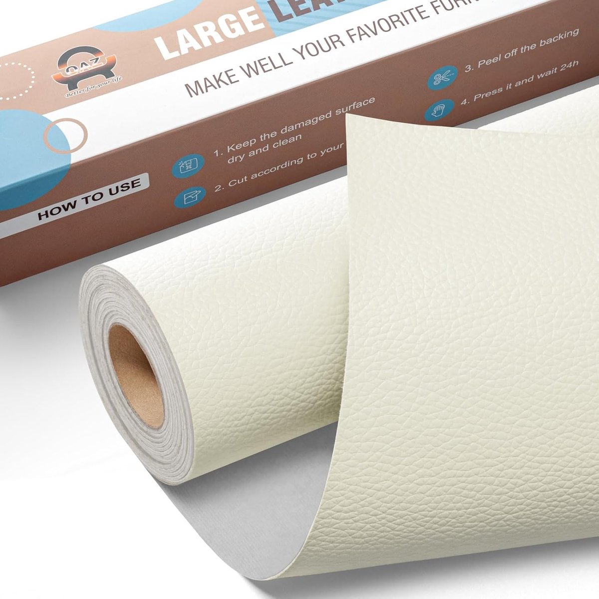 Complete Faux Leather Reparatieset voor Autozetels, Meubels en Tassen - Zelfklevende Patches en Lappen van 40 x 80 cm in Elfenbeinweiß