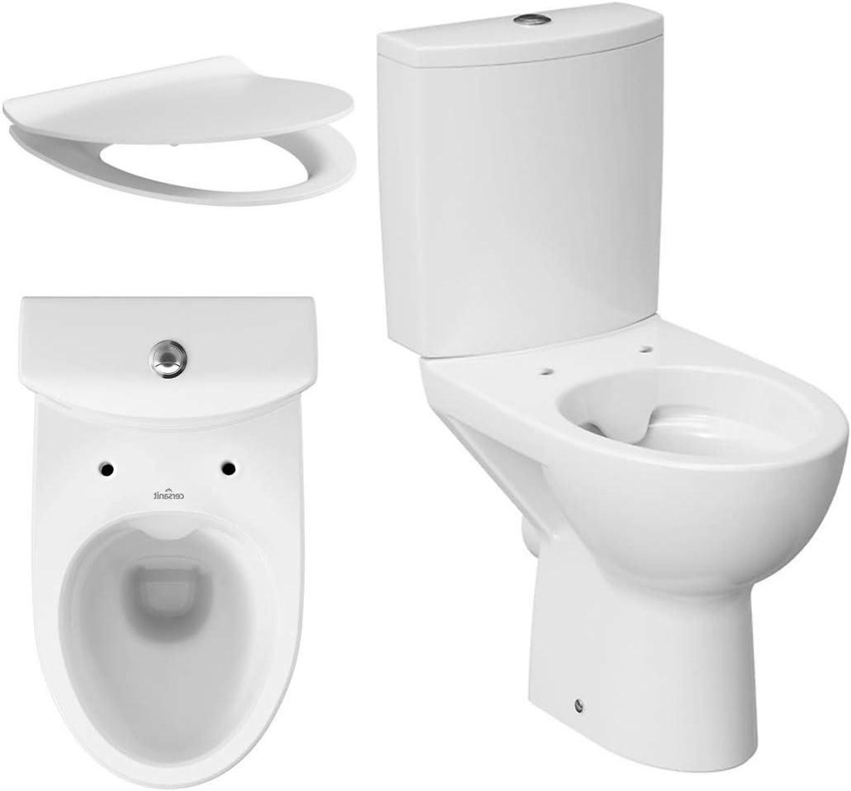 Keramisch toilet - Staand toilet - Badkamer renovatie - Zonder spoelrand - 61 x 775 cm - Wit