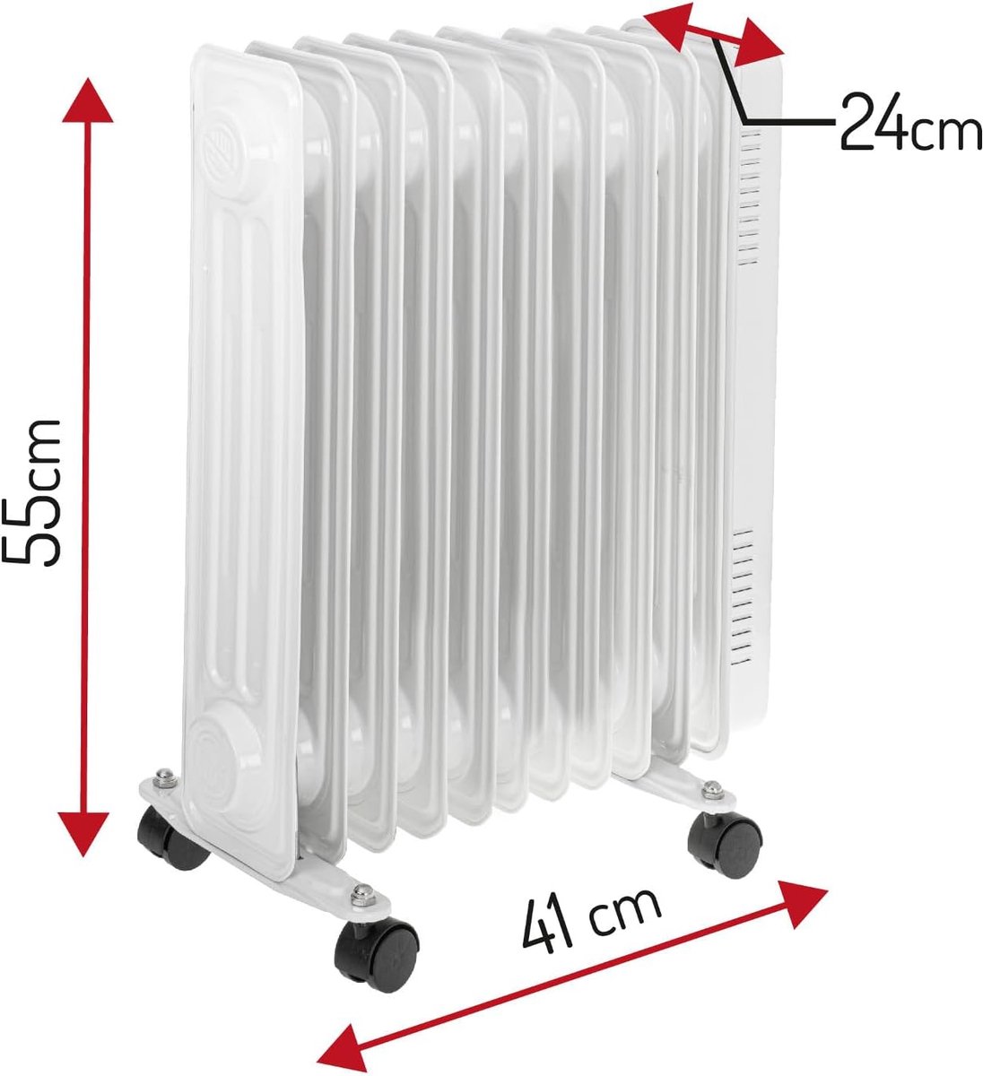 Olie Radiator - Elektrische Kachel - Ruimte Verwarmen - 9 Ribben - 2000W - Wit – foto 5