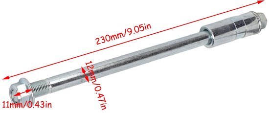 Dailygoods- Achteras 230mm - Vervanging voor 125cc/140cc - Staallegering - Inclusief 3 pakkingen - Geschikt voor PIT PRO Trail Crossmotor - Wielas van Dailygoods — afbeelding 5