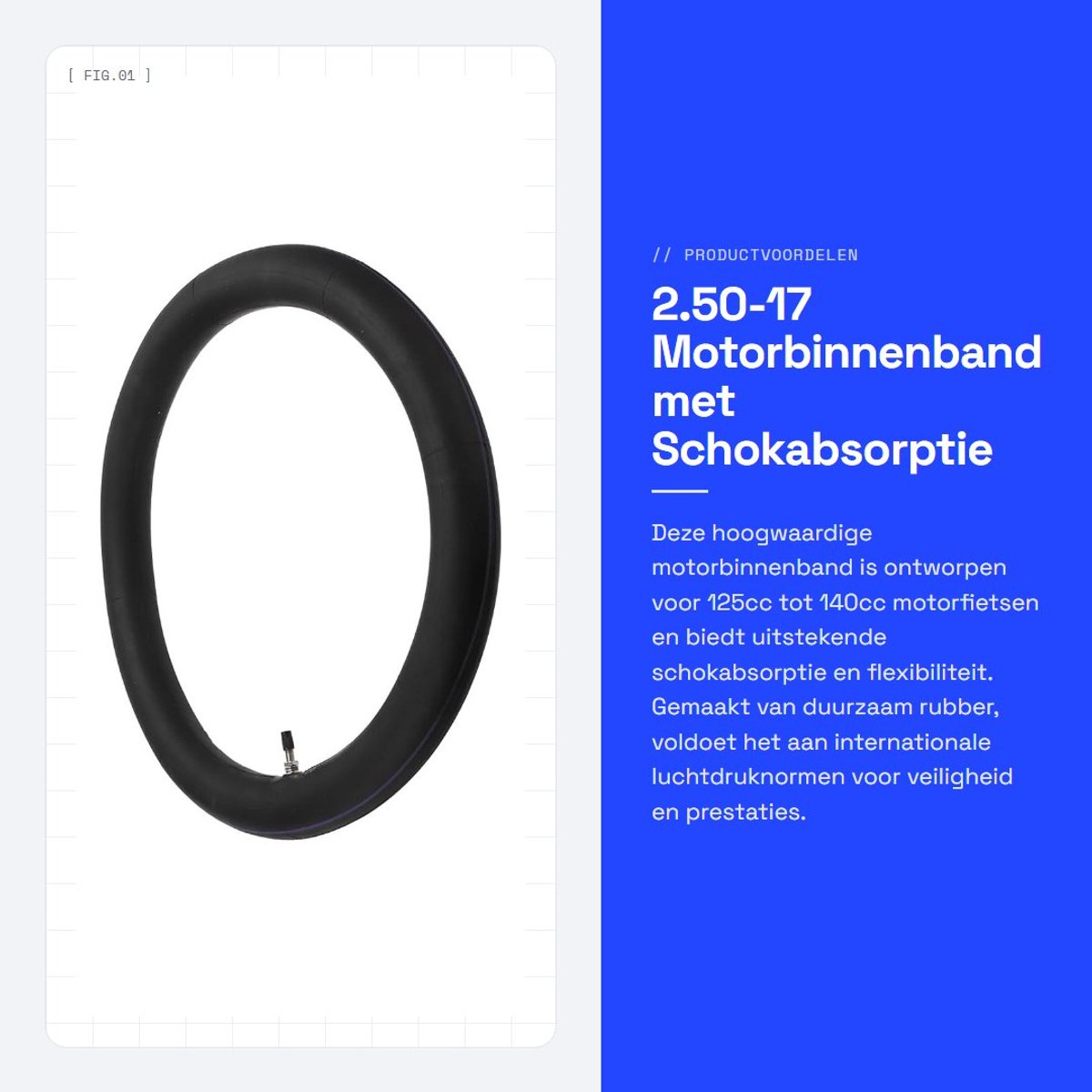Dailygoods- Motorbinnenband 2.50-17 - Schokabsorptie - Rubber - Sterke flexibiliteit - Vervangbaar voor 125cc/140cc-motorfietsen - Duurzaam - Binnenband
